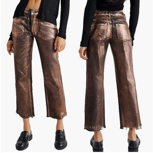 NWT New Free People Maggie Coated Crop Jeans Size 25